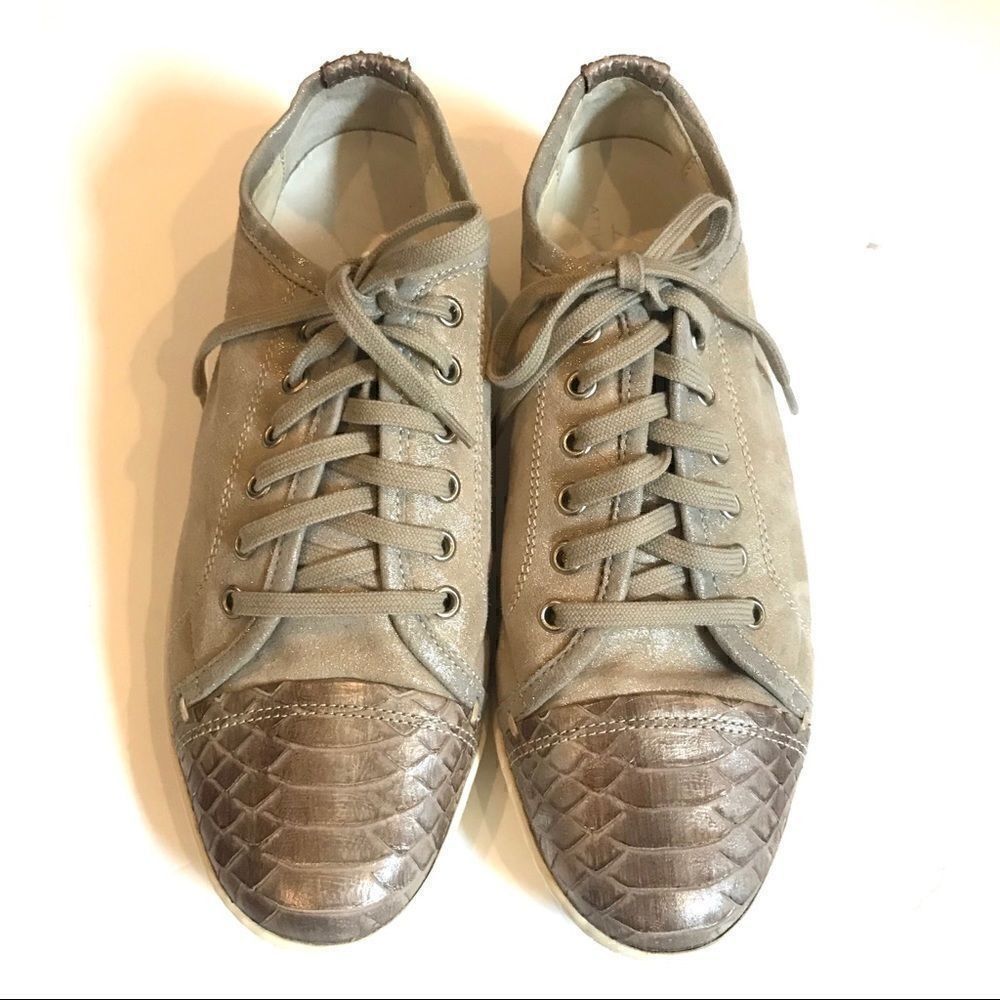 Attilio Giusti Leombruni leather snake skin print Sneaker.  Size 7.5